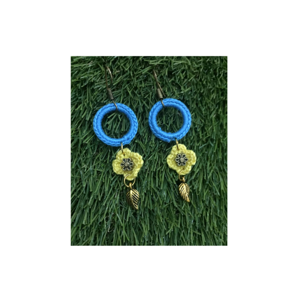 crochet thread and metal earrings